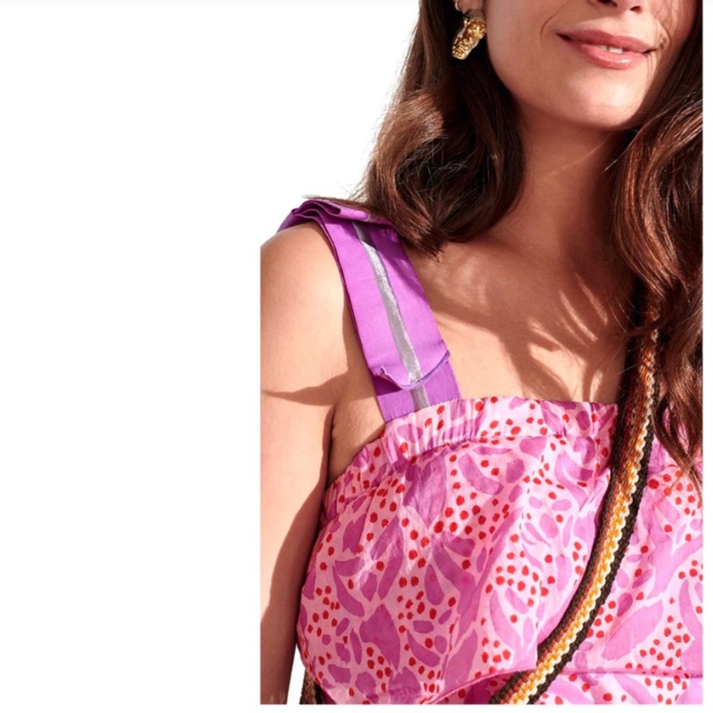 Tuckernuck Persifor- Pink & Lavender Ruffle Hem Midi Dress - Picture 4 of 13